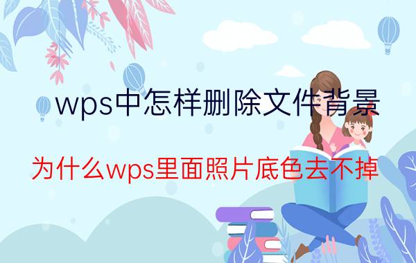 wps中怎样删除文件背景 为什么wps里面照片底色去不掉？